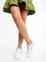 Pantofi sport dama albi cu bej din piele ecologica Nedelya