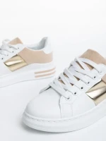 Pantofi sport dama albi cu bej din piele ecologica Nedelya