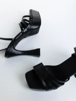 Sandale dama negre din piele ecologica Kerime