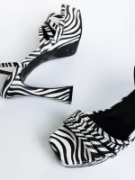 Sandale dama albe cu negru din piele ecologica Kerime