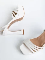 Sandale dama albe din piele ecologica Kerime