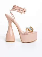 Sandale dama bej din piele ecologica lacuita Natisha