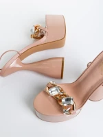 Sandale dama bej din piele ecologica lacuita Natisha