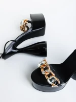 Sandale dama negre din piele ecologica lacuita Natisha