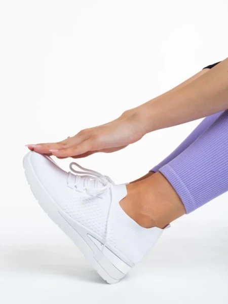 Pantofi sport dama alb din material textil Davinia