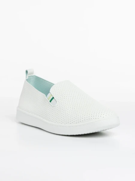 Pantofi sport barbati albi cu verde din piele ecologica Amias