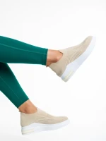 Pantofi sport dama bej din material textil Rumiana