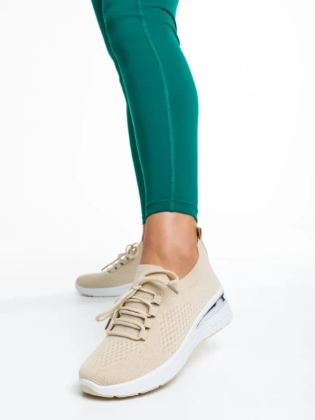 Pantofi sport dama bej din material textil Davinia
