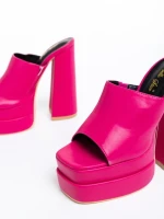Papuci dama fucsia din piele ecologica Davena