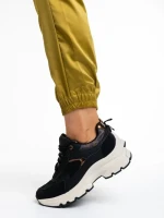 Pantofi sport dama negri din piele ecologica si material textil Carlisa