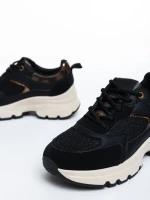 Pantofi sport dama negri din piele ecologica si material textil Carlisa