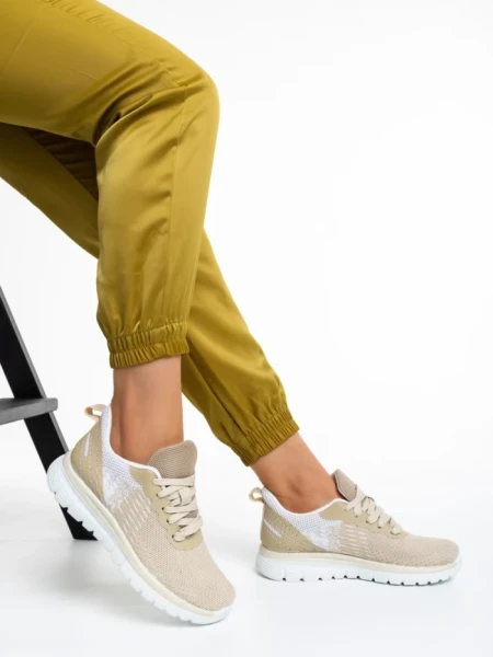 Pantofi sport dama bej din material textil Judie