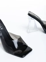 Papuci dama negre din piele ecologica Stefana