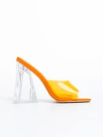 Papuci dama portocalii din piele ecologica Stefana