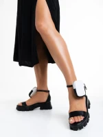 Sandale dama negre din piele ecologica Elantra