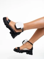 Sandale dama negre din piele ecologica Elantra