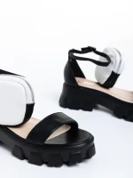 Sandale dama negre din piele ecologica Elantra