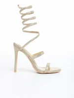 Sandale dama aurii din material textil Perlita