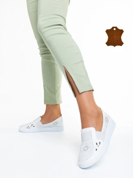 Pantofi dama albi din piele naturala Robertina