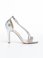 Sandale dama argintii din piele ecologica Rosina