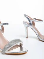 Sandale dama argintii din piele ecologica Ruzana