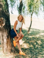 Tenisi dama portocalii din material textil Elexia