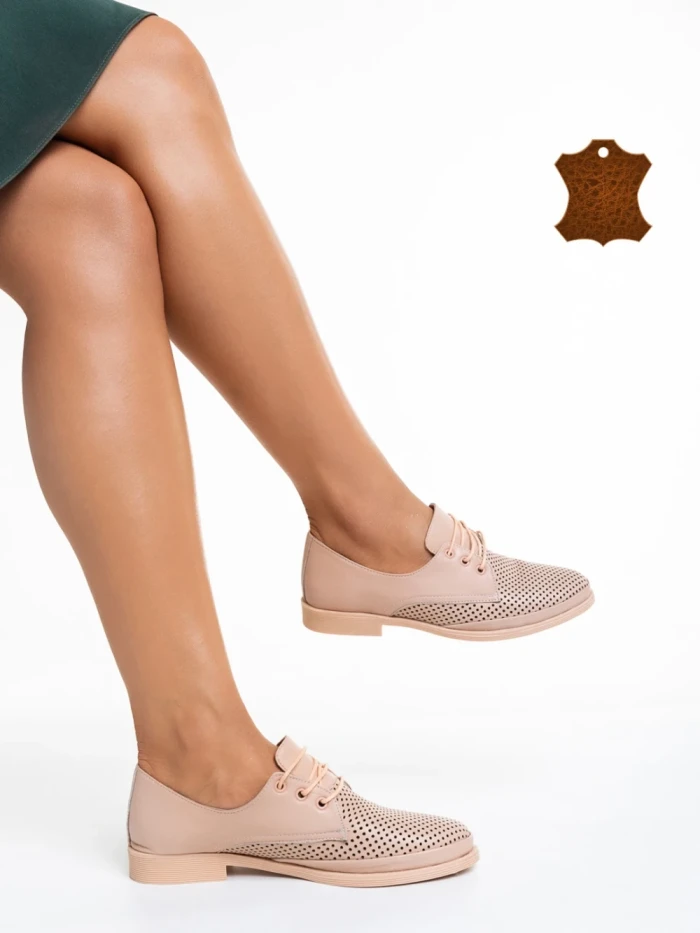 Pantofi casual dama roz din piele naturala Viera