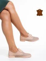 Pantofi casual dama roz din piele naturala Viera
