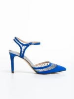 Sandale dama albastre din material textil Saanvi