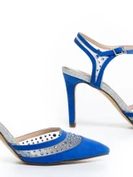 Sandale dama albastre din material textil Saanvi