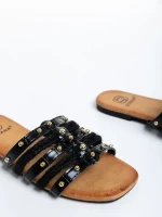 Papuci dama negri din piele ecologica Guinevere