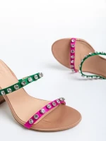 Sandale dama sampanie din material textil Bexley