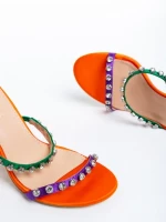 Sandale dama portocalii din material textil Bexley