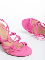 Sandale dama roz din piele ecologica Evalina