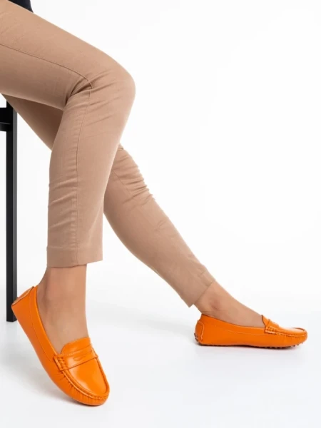 Mocasini dama portocali din piele ecologica Dortha