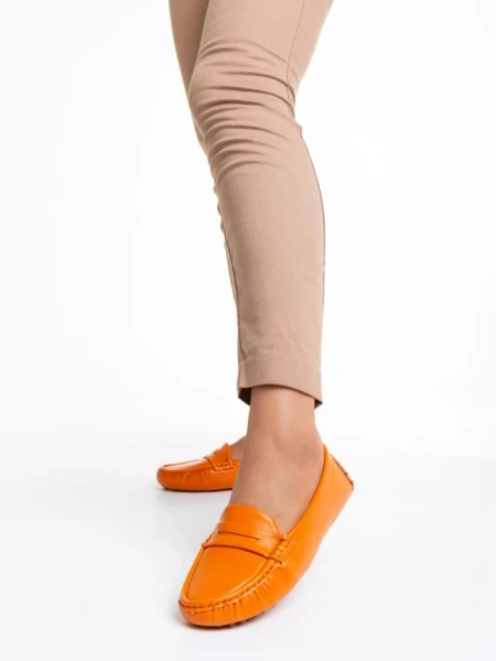 Mocasini dama portocali din piele ecologica Dortha