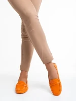 Mocasini dama portocali din piele ecologica Dortha