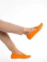 Mocasini dama portocali din piele ecologica Dortha