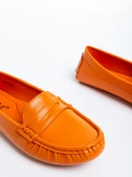 Mocasini dama portocali din piele ecologica Dortha