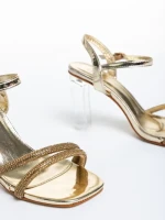 Sandale dama aurii din piele ecologica Brendia