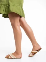 Papuci dama albi din material textil Nyomi