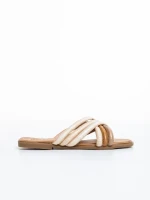 Papuci dama albi din material textil Nyomi