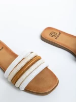 Papuci dama albi din material textil Xyla