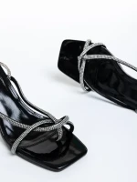 Sandale dama negre din piele ecologica lacuita Dulcie