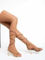 Sandale dama aurii din piele ecologica lacuita Dulcie