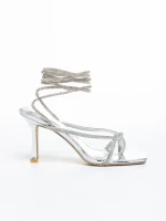 Sandale dama argintii din piele ecologica lacuita Dulcie
