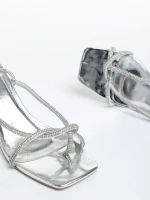 Sandale dama argintii din piele ecologica lacuita Dulcie