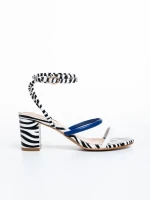 Sandale dama alb cu negru din piele ecologica Malayah