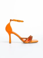 Sandale dama portocalii din piele ecologica Brittany