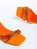 Sandale dama portocalii din piele ecologica Brittany